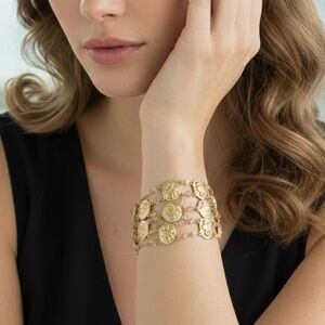 WA Studios Coin Medallion Gold Chain Bracelet
